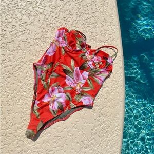 Mara Hoffman Red Floral One-Piece Swimsuit for Kids